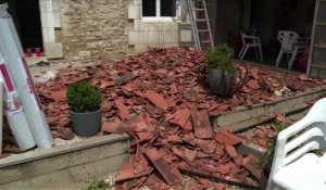 Orages en Nouvelle-Aquitaine: toitures dévastées à Saint-Sornin