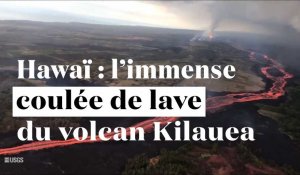 Hawaï : l'immense coulée de lave du volcan Kilauea vue du ciel