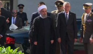 Arrivée du président iranien Hassan Rohani à Vienne