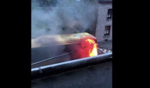 Namur : un bus en feu sur la route de Hannut