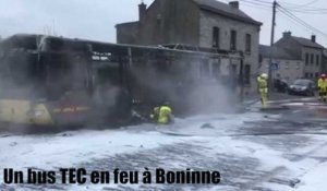 Un bus TEC prend feu Boninne