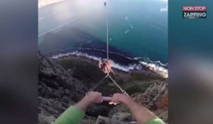 Le saut pendulaire époustouflant d'un amateur de sensations fortes (Vidéo)