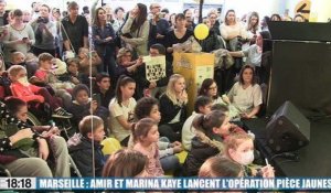 Le 18:18 : les chanteurs Marina Kaye et Amir lancent l'opération "pièces jaunes" à Marseille