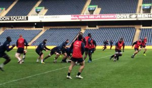 Rugby: entraînement du capitaine à la veille d'Ecosse - France