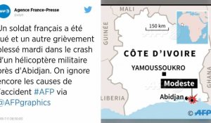 Côte d'Ivoire: un soldat français tué, un blessé dans le crash. d'un hélicoptère