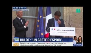 Nicolas Hulot ému à la passation de pouvoir avec Rugy