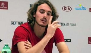 ATP - Next Gen Finals 2018 - Stefanos Tsitsipas sur les "ball boys"et la boite à serviette au Next Gen à Milan