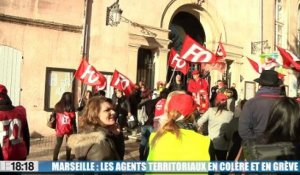 Les agents territoriaux en colère devant la mairie de Marseille