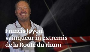 Francis Joyon célèbre sa victoire de la Route du rhum