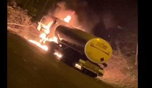Feluy: camion citerne en feu