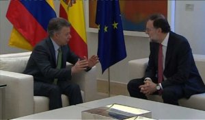 Rajoy reçoit le président colombien Santos à Madrid