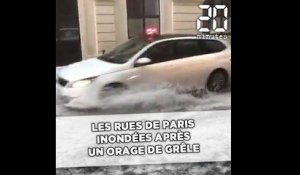 Les rues de Paris inondées après un orage de grêle