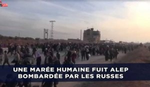 Une marée humaine fuit Alep harcelée par les bombardements russes