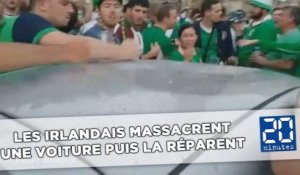 Euro 2016: Les supporters Irlandais massacrent une voiture puis la réparent