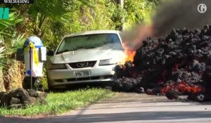 L'impressionnant timelapse d'une voiture dévorée par la lave à Hawaï