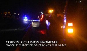 Couvin: collision frontale dans le chantier à Frasnes