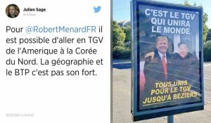 Quand Robert Ménard fait poser Donald Trump et Kim Jong-un pour réclamer le TGV jusqu'à Béziers