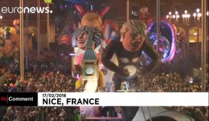 Le carnaval de Nice singe Trump et Kim Jong-Un