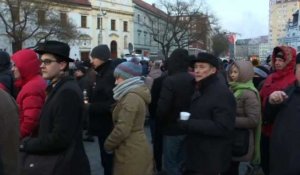 Manifestation à Bratislava après le meurtre d'un journaliste