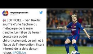 FC Barcelone. Fracture du doigt pour Rakitic, opéré ce mercredi.