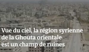 Vue du ciel, la région syrienne de la Ghouta orientale est un immense champ de ruines