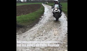Reconnaissance des équipes  sur les pavés de Paris-Roubaix