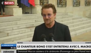 Emmanuel Macron reçoit Bono à l'Élysée, le chanteur conquis (Vidéo) 