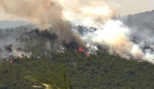 Var : les flammes dans les collines à Bormes-les-Mimosas