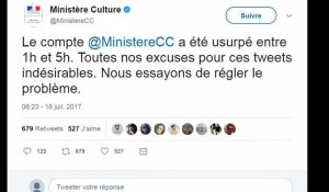 Le compte Twitter du ministère de la culture détourné - ZAPPING ACTU DU 18/07/2017