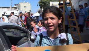 Manifestation d'écoliers de l'Unrwa en Cisjordanie
