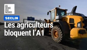 Les agriculteurs de la métropole lilloise bloquent l'A1 au niveau de l'échangeur de Seclin.