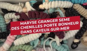 Maryse Granger tricote des chenilles porte-bonheur qu'elle sème dans Cayeux-sur-Mer