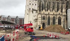 Encore 8 mois de travaux sur le parvis de la basilique de Saint-Quentin