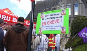 À Brest, manifestation des pros de santé devant la maison d'arrêt, "surpeuplée à 200 %" 
