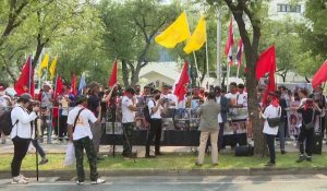 Manifestation devant le bureau de l'ONU à Bangkok pour les trois ans du coup d'Etat birman