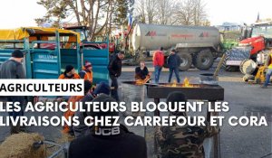 Les agriculteurs bloquent les livraisons chez Carrefour et Cora 