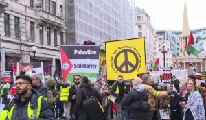 Des manifestants se rassemblent pour une marche pro-palestinienne à Londres