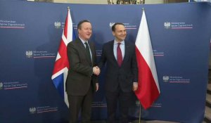 Le ministre britannique David Cameron rencontre son homologue polonais à Varsovie