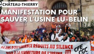 Manifestation contre la fermeture de l'usine Belin à Château-Thierry