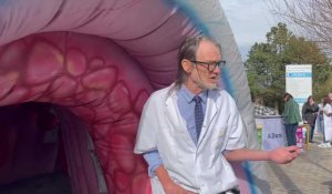 Au centre MCO Côte d'Opale, un colon gonflable géant a été installé afin de sensibiliser au dépistage du cancer colorectal.