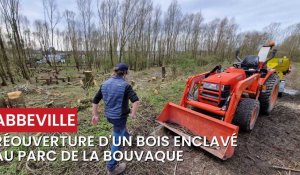 Réouverture d'un bois enclavé au parc de la Bouvaque d'Abbeville, par la Ville avec l'aide d'élèves du lycée agricole, 14 mars 2024.