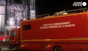 VIDÉO. À Coutances, une simulation incendie inédite des sapeurs-pompiers à la cathédrale Notre-Dame
