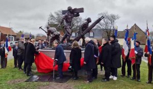 Dévoilement de la sculpture du corps des travailleurs chinois de la Première Guerre mondiale, à Noyelles-sur-Mer, le 4 février 2024.