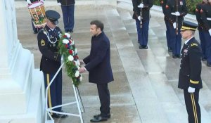 USA: Emmanuel Macron participe à une cérémonie au cimetière national d'Arlington