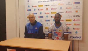 Basket-ball. Réactions de Sylvain Delorme et de Karl Nkounkou après la victoire du RMB face à  Pont-de-Chéruy