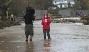 USA: une rue inondée à Montecito alors que les tempêtes en Californie font 14 morts