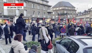 Grève du 19 janvier à Vire Normandie. Entre 300 et 400 personnes manifestent contre la réforme des retraites 