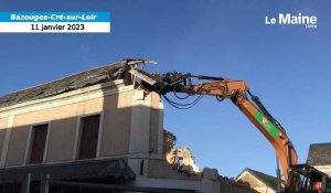 VIDÉO. L’ancien restaurant Gerbé démoli à Bazouges 