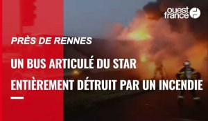 VIDÉO. Un bus articulé en feu près de Rennes