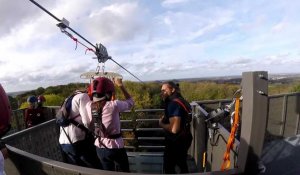 La descente en version GoPro de la tyrolienne du belvédère du parc d'Olhain dans le Pas-de-Calais